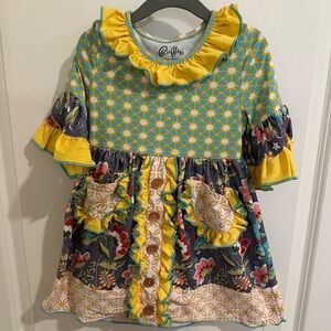Green Ruffled Tiered Sundress with Puff Sleeves